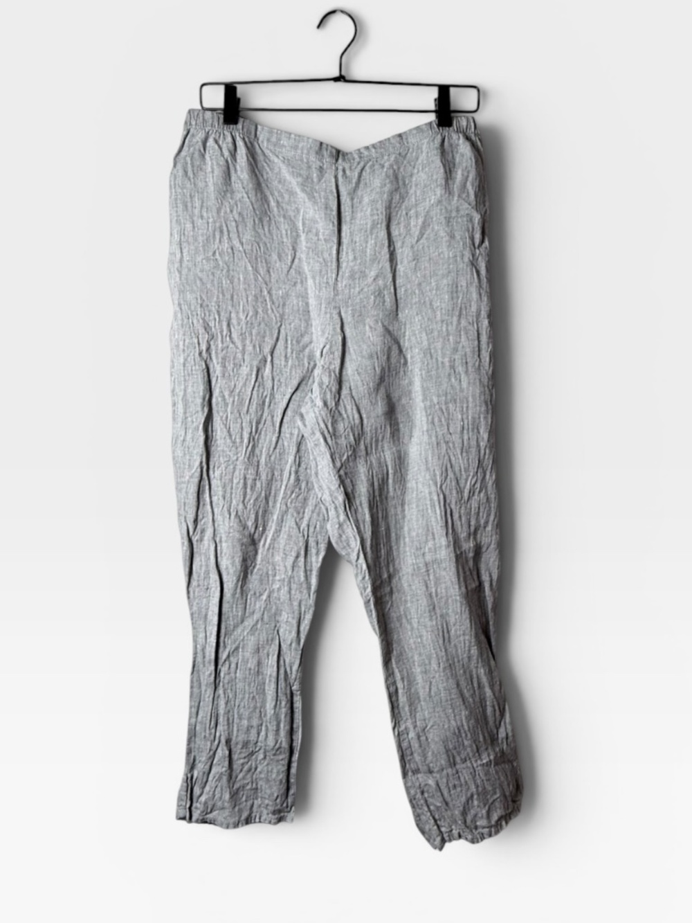 Flax 100% linen Studio Ankle Pant Grey/Blue Size Medium (G) - Picture 2 of 4